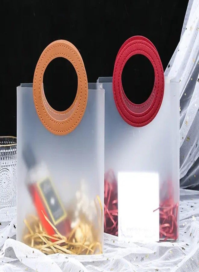 VRB Dec مجموعة VRB Dec المكونة من 12 قطعة من حقائب الهدايا الجلدية ذات المقابض، حقائب هدايا لحفلات أعياد ميلاد الأطفال، حقائب هدايا لحفلات أعياد الميلاد للأولاد والبنات، حقائب هدايا بمقابض ملونة. (18×16×8 سم - 12 قطعة بمقابض دائرية صغيرة شفافة) - Image 3